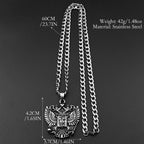 Russian Double-Headed Eagle National Emblem Symbol Pendant Necklace for Women Men Silver Color Stainless Steel Chain Jewelry