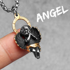 Angel Wing Cross Pendant — Stainless Steel