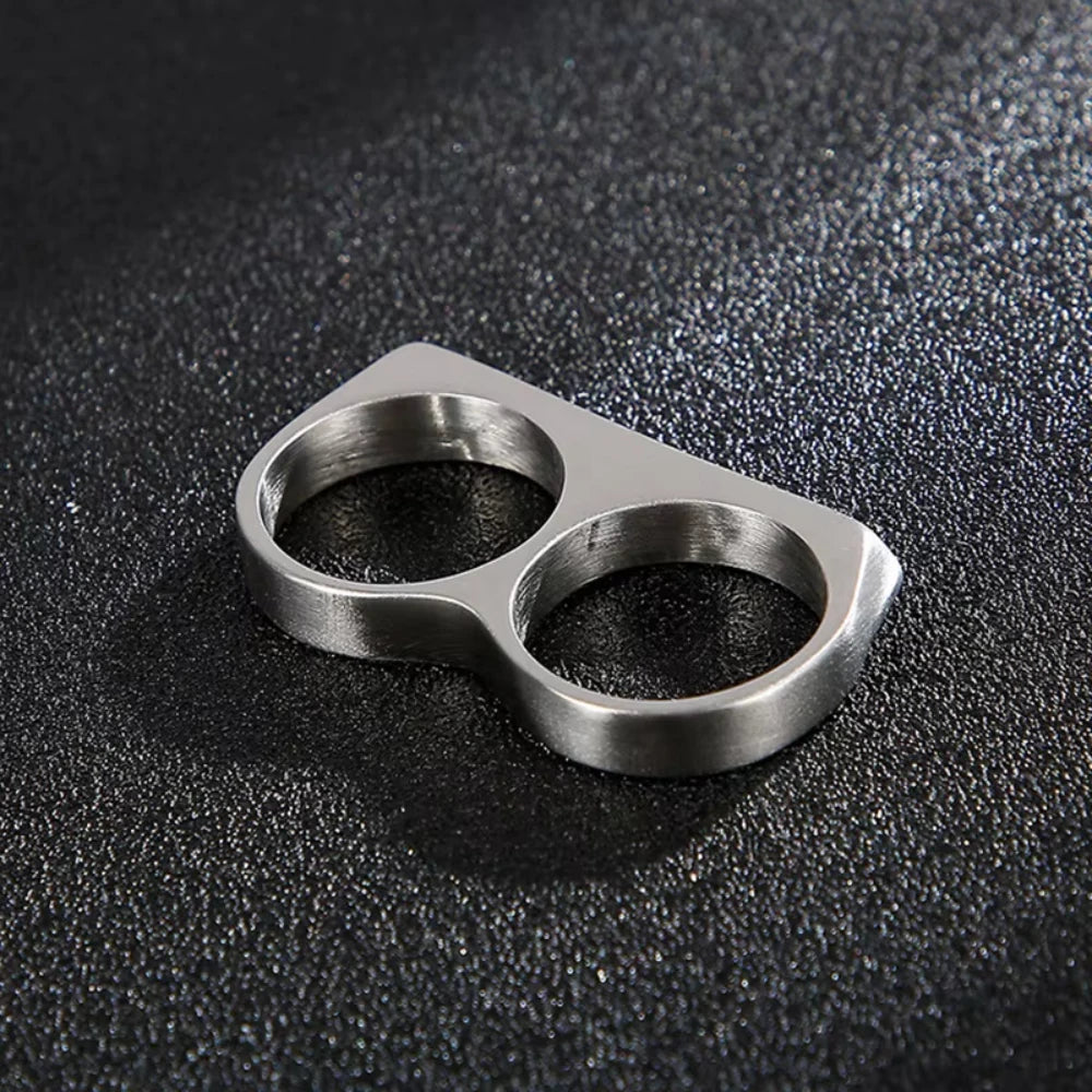 Cool Hiphop Ring Fashion Black Gold Silver Color Double Finger Brass Knuckles Rings Unisex Jewelry Birthday Charm Gifts