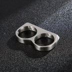 Cool Hiphop Ring Fashion Black Gold Silver Color Double Finger Brass Knuckles Rings Unisex Jewelry Birthday Charm Gifts