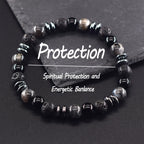 Classic Black Natural Labradorite Volcanic Stone Round Bead Bracelet Health Protection Wealth Luck Accessory Men 팔찌