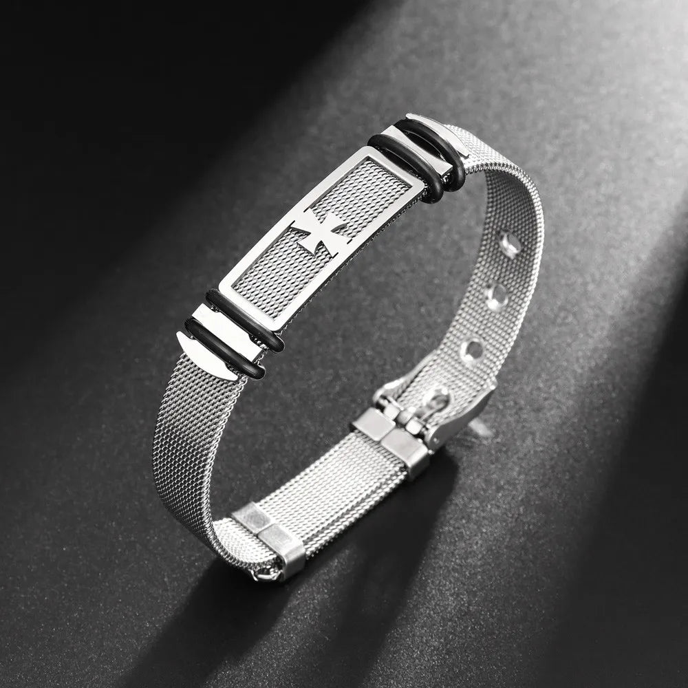 Trendy Christian Cross Stainless Steel Men's Bracelet New Fashion Metal Religious Accessories Charming Jewelry for
