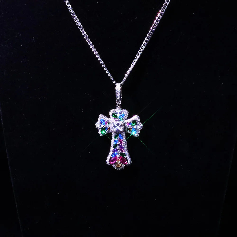 Iced Cross Pendant Necklace