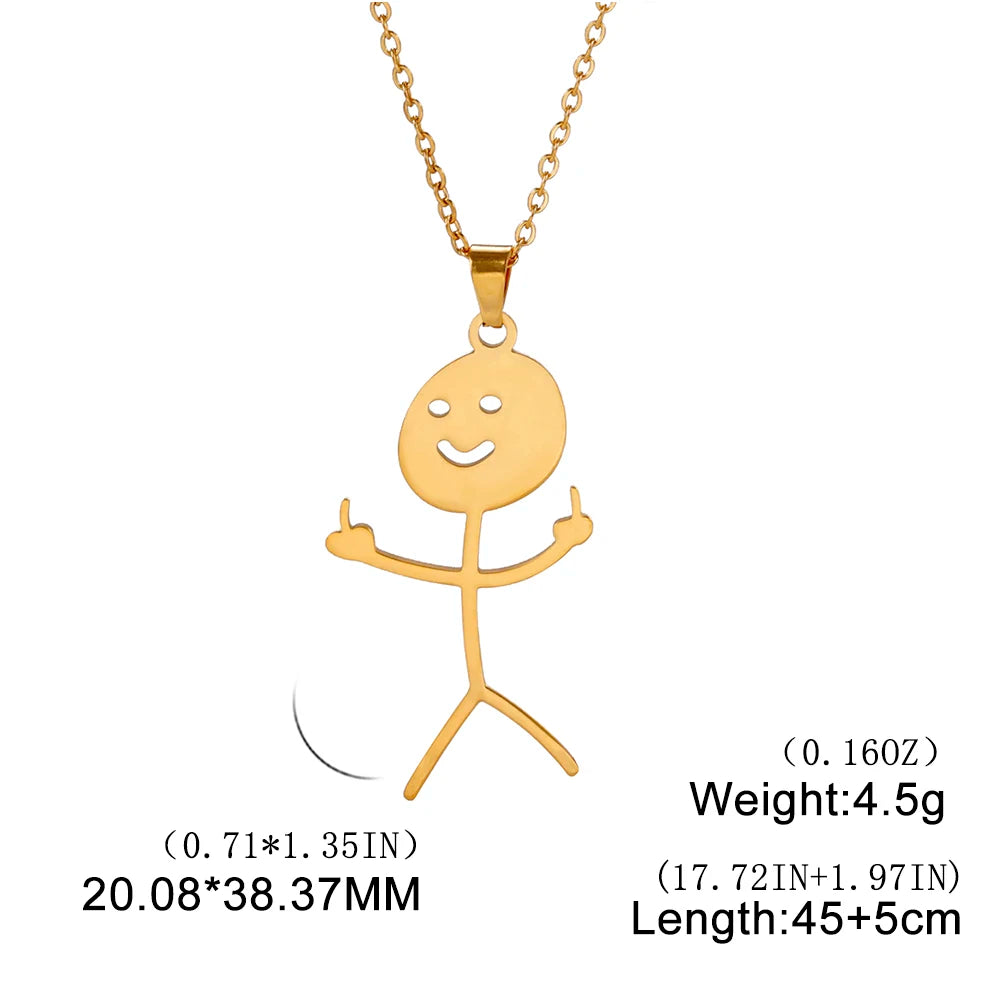 Middle Finger Pendant Necklace — Stainless Steel