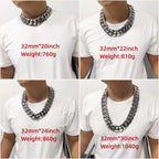 Stainless Steel 26/32mm Cuban Link Chain Necklace Hip Hop Punk Men's Chunky Waterproof Choker Jewelry SDA