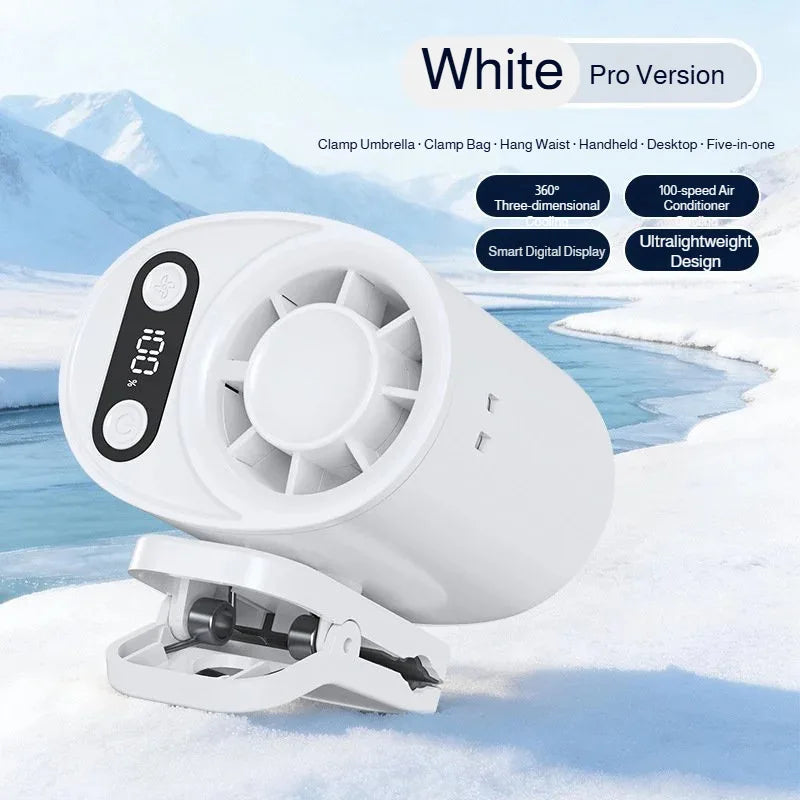 Semiconductor Cooling Clip on Fan Intelligent Digital Display 100 Adjustable Speeds Portable USB Desk Fan for Home