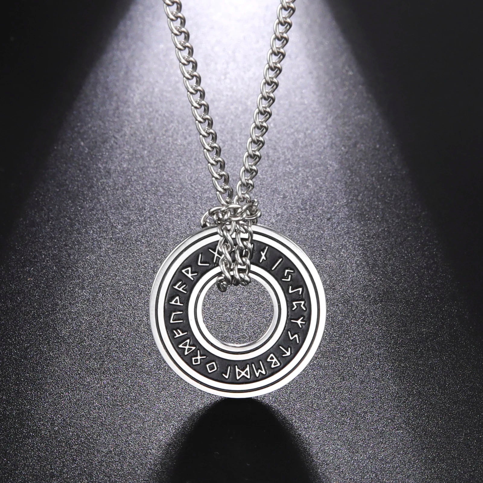 Odin's Runes Vegvisir Compass Pendant — Stainless Steel