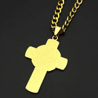 Stainless Steel Christian Saint Raphael Pray for Us Cross Pendant Necklaces Women Men Gold Color Chain Necklace Jewelry