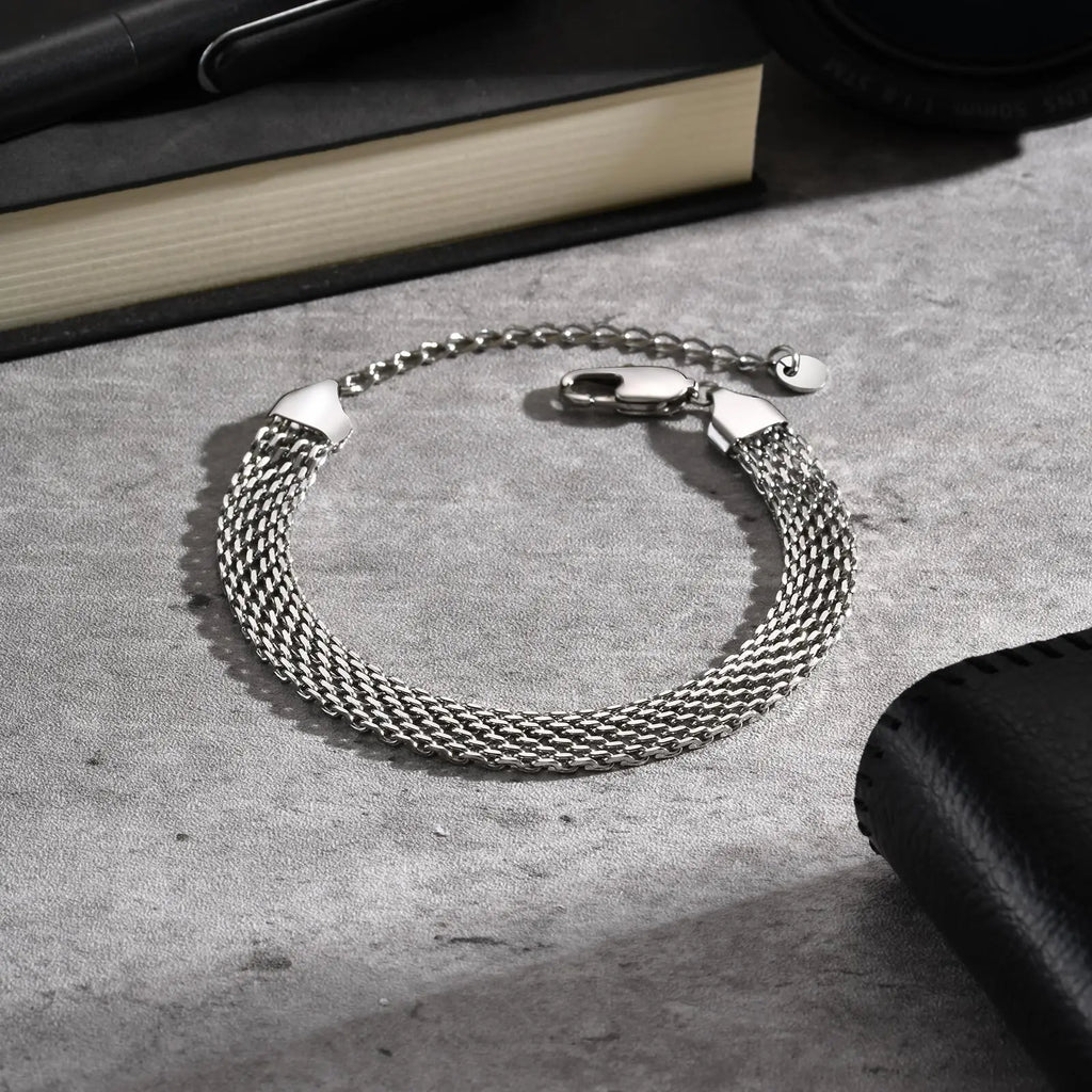 Minimal Mesh Chain Bracelet 8mm — Stainless Steel