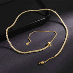 FEOBUR 2mm Moissanite Tennis Necklaces for Women S925 Silver Plated 18K Gold Adjustable Choker Full Diamond Neck Chain