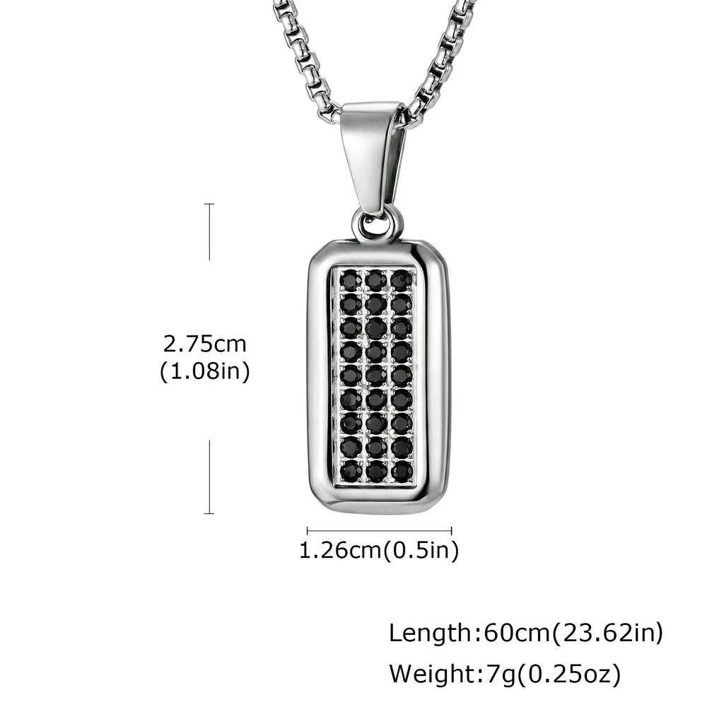 Square Geometric Pendant Necklace — Stainless Steel