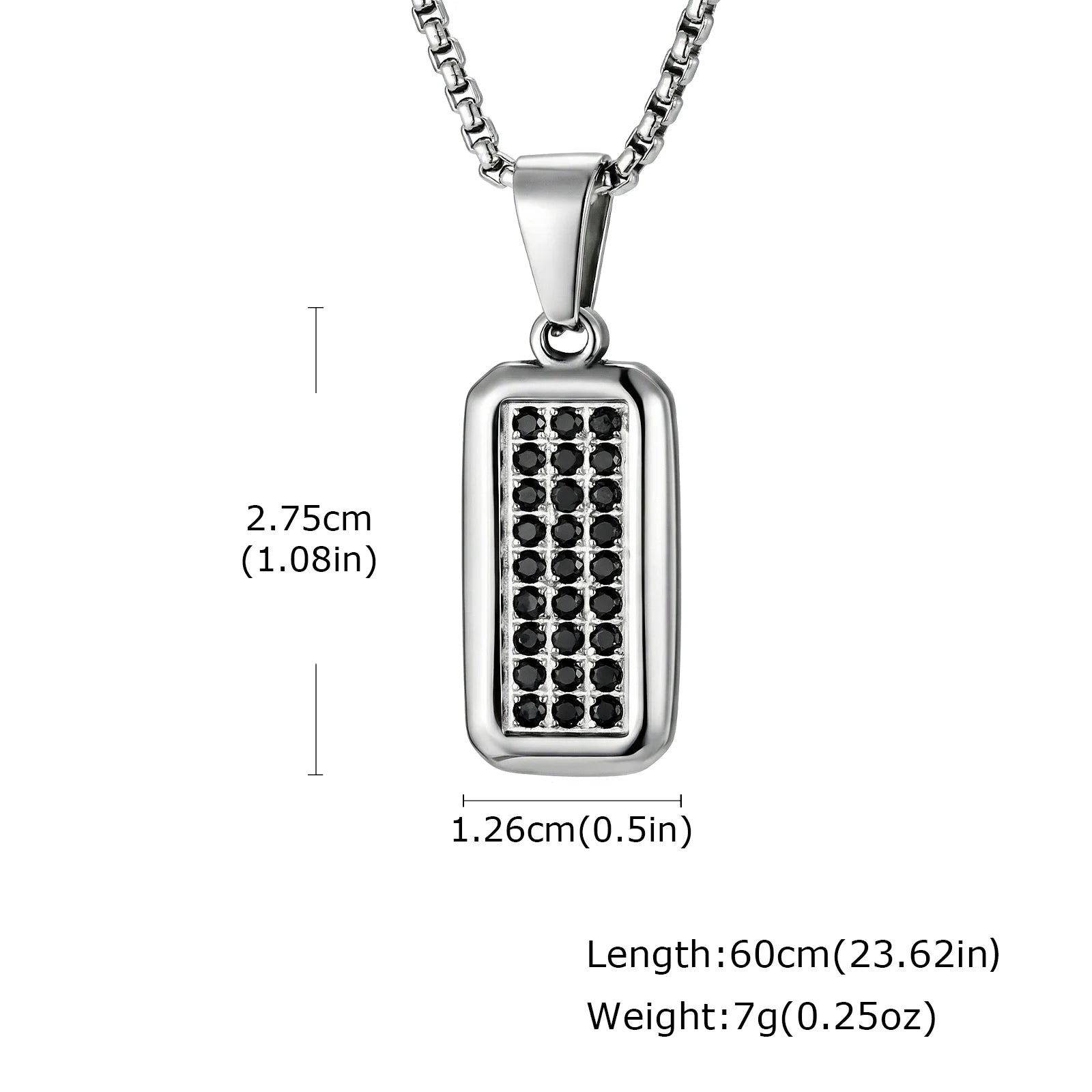 Square Geometric Pendant Necklace — Stainless Steel