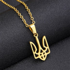 New Creative Ukraine Flag Pendant Necklaces Trident Design National Symbols Of Ukraine Stainless Steel Jewelry Women Men Gift