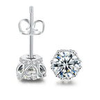 Black Iced Out Silver Stud Earrings Crystal