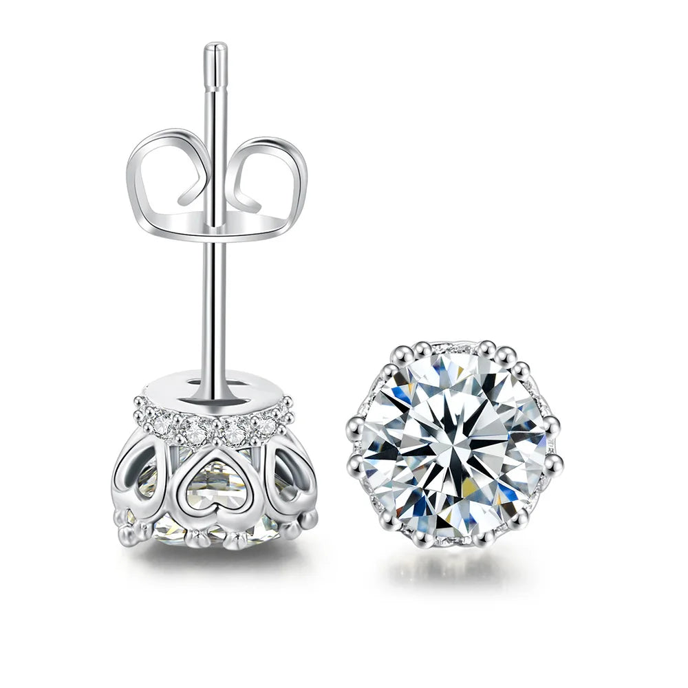 Black Iced Out Silver Stud Earrings Crystal