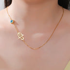My Shape Turkish Hamsa Evil Eye Necklaces Stainless Steel Hollow Fatima Hand Chain Choker Fashion Lucky Jewelry