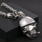 Punk Skull Head Pendants Necklaces for Men Stainless Steel Men's Pendant Necklace With 45--72CM Long Chain Halloween