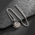 Sun Hugging Moon Round Pendant — Stainless Steel