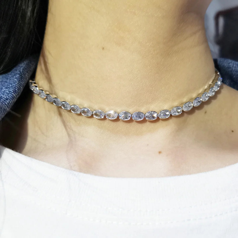 Iced Out Tennis Choker — Stainless Steel