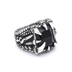 Gothic Dragon Black Ring Vintage Claw Punk Stone