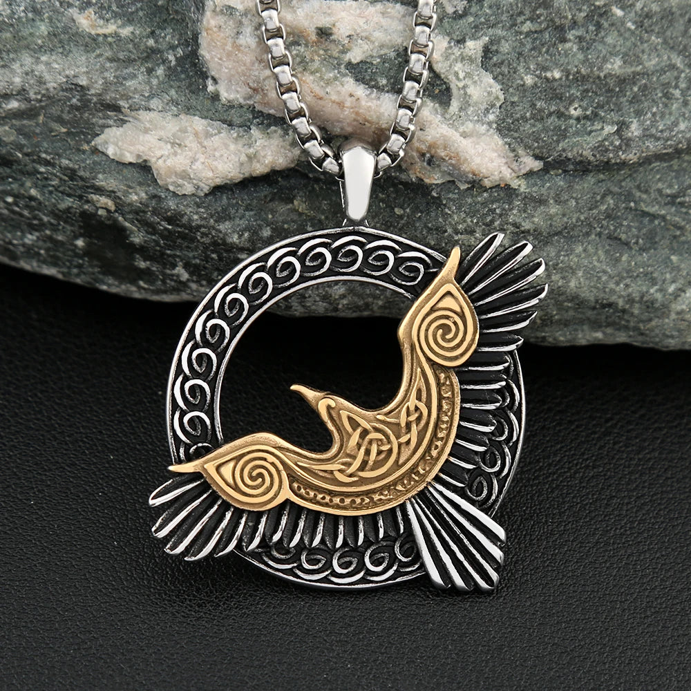 Norse Eagle Pendant Necklace — Stainless Steel