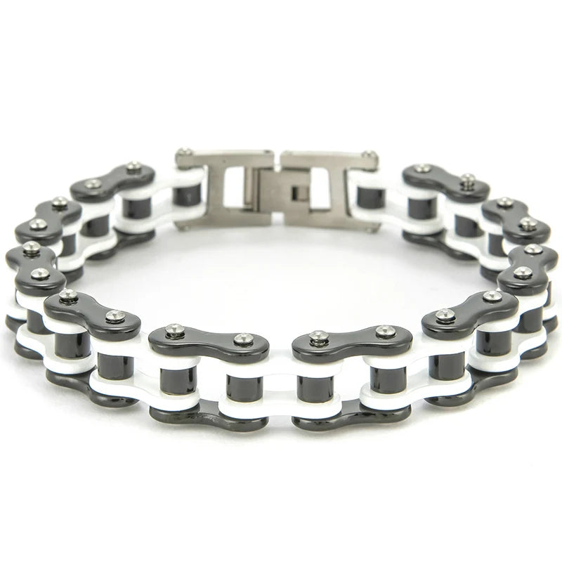 13MM Wide Men's Motorcycle Chain Bracelet Stainless Steel Bicycle Link Design Man Bracelets for Men Punk Rock Jewelry 9