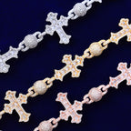 Bubble Letter Iced Out Ball Infinity Cross Necklace for Men Real Gold Plated Bling Cubic Zirconia Hip Hop Jewelry