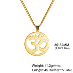 Dawapara India Tamil Om Symbol with Trident Pendant Stainless Steel Necklace Om Shiva Symbol Yoga Vintage Talisman