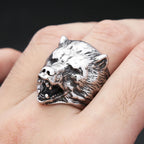 Viking Steel Ring Nordic Bear Head Slavic