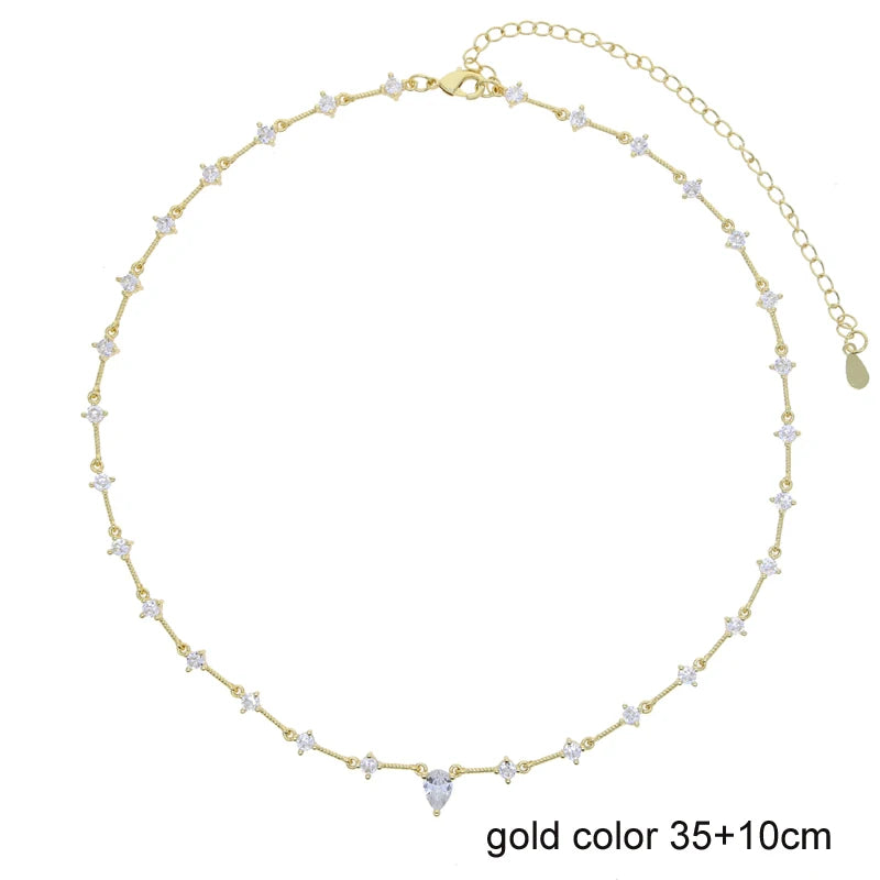 2025 Luxury Round Water Drop Stone Pendant Tennis Chain Jewelry 5A Cubic Zirconia Bling Long Y Lariat Sexy Women Choker