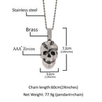 THE BLING KING Iced Out Ghost Skull Head Black Snake Arround Pendant Necklace For Men White Gold Plated Charm Hip Hop Jewelry