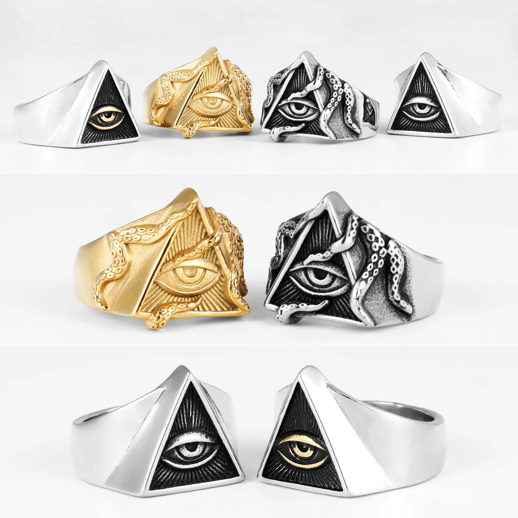 Freemason Illuminati Triangle Ring — Stainless Steel