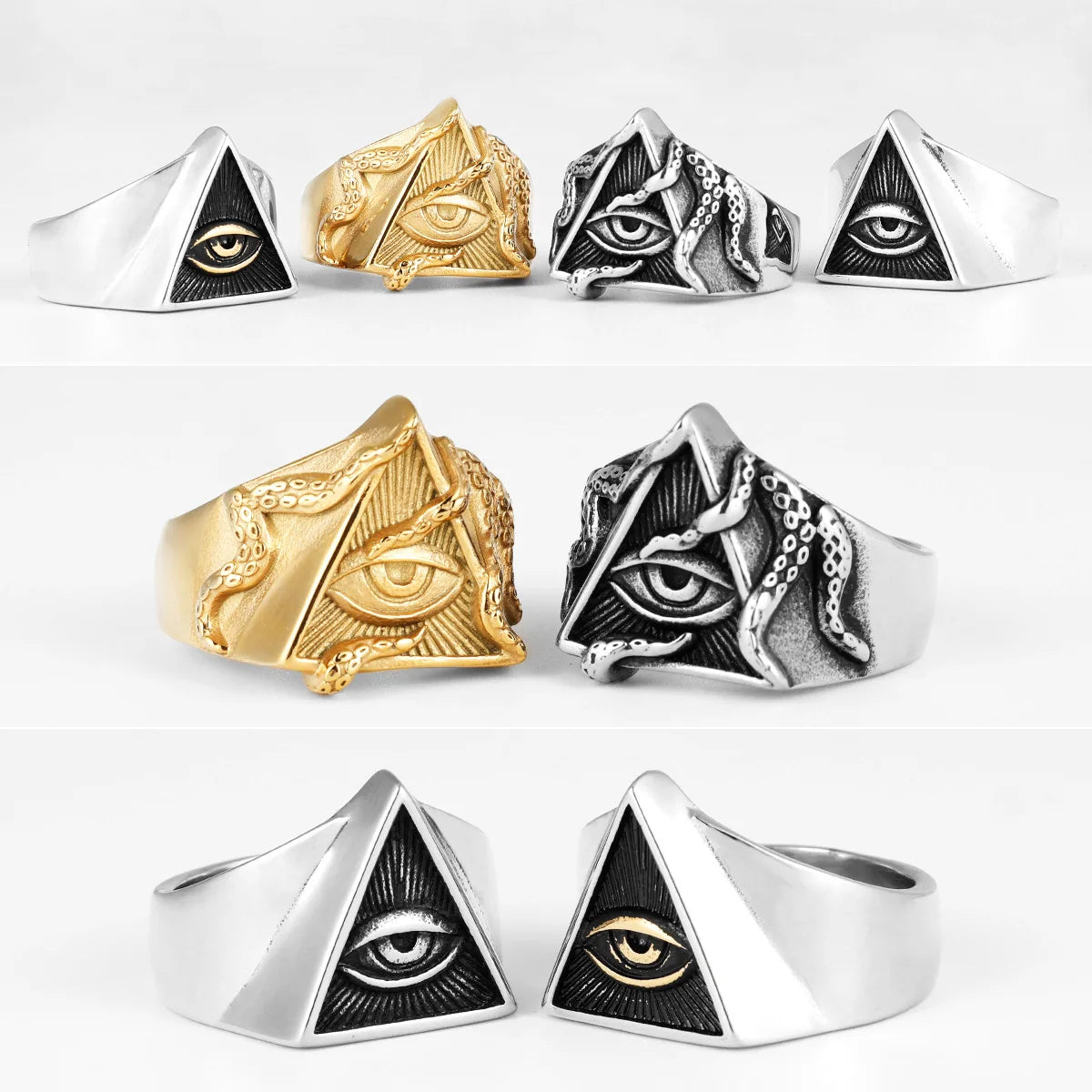 Freemason Illuminati Triangle Ring — Stainless Steel