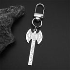 Viking Silver Ring Nordic Rune Axe Keychain Mythology