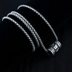Silver Rune Bead Pendant Necklace Box Chain