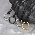 Vicking Round Mobius Necklace for Men,Stainless Steel Pendant with Black Wax Rope,Classic Jewelry Gift to Husband