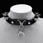 Moon Crescent Black Pendant Necklace — Stainless Steel