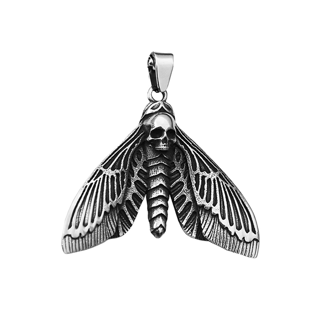 Skull Butterfly Moth Pendant — Stainless