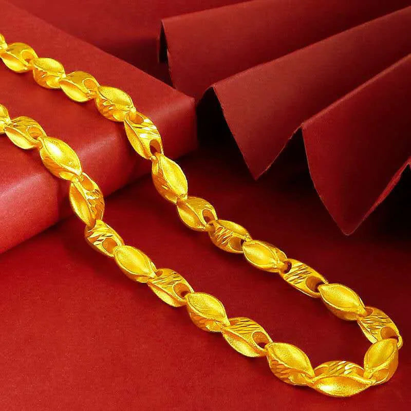 Luxury 24K 9999 Pure Gold real gold Wheat Ear Necklace Pendant Men's Necklace