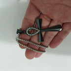 New Egypt Black Big Ankh Cross Pendant Necklace For Women Men Silver Plated Key of Life Stainless Steel Egyptian Jewelry