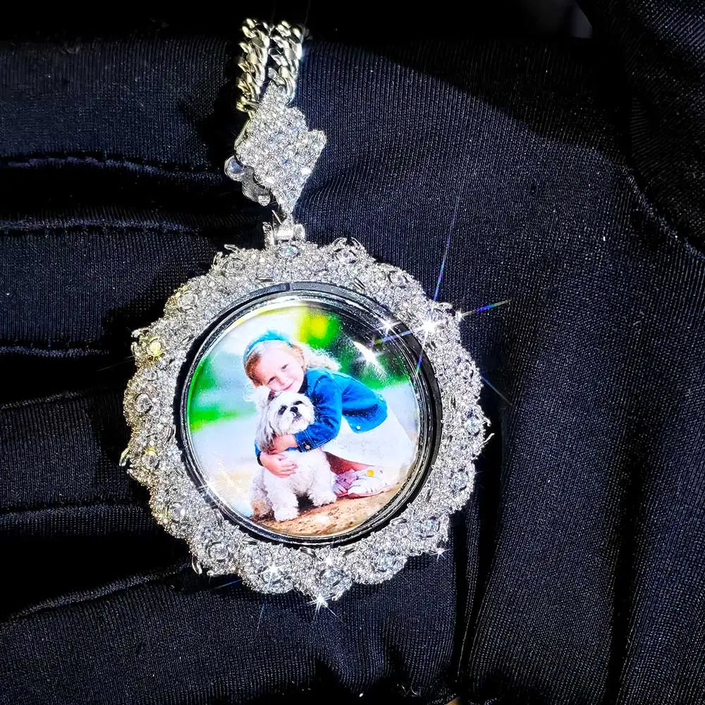 Statement Photo Pendant Necklace Rotating