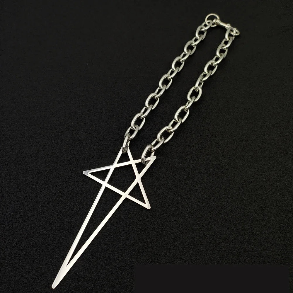 Punk Hip Hop Chain Choker Y2K Fashion Unisex Gothic Star Charms Pendant Necklace Jewelry Accessories Gifts