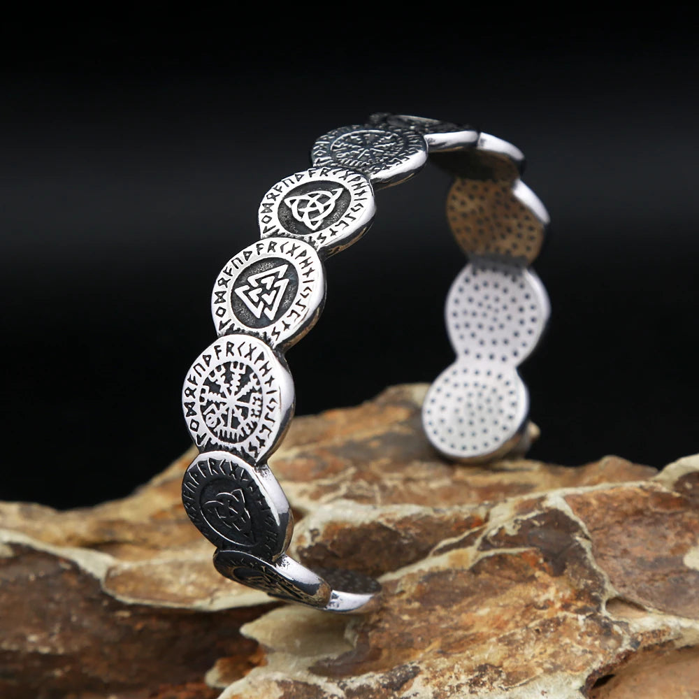Valknut Compass Bracelet — Stainless Steel