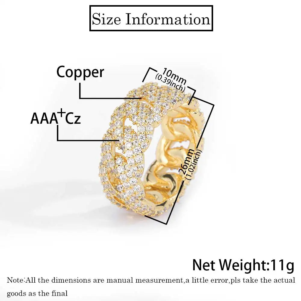 Iced Out Ring Stainless Steel Mesh CZ