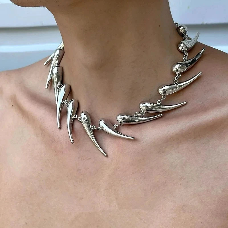 Punk Thorn Heart Pendant Necklace