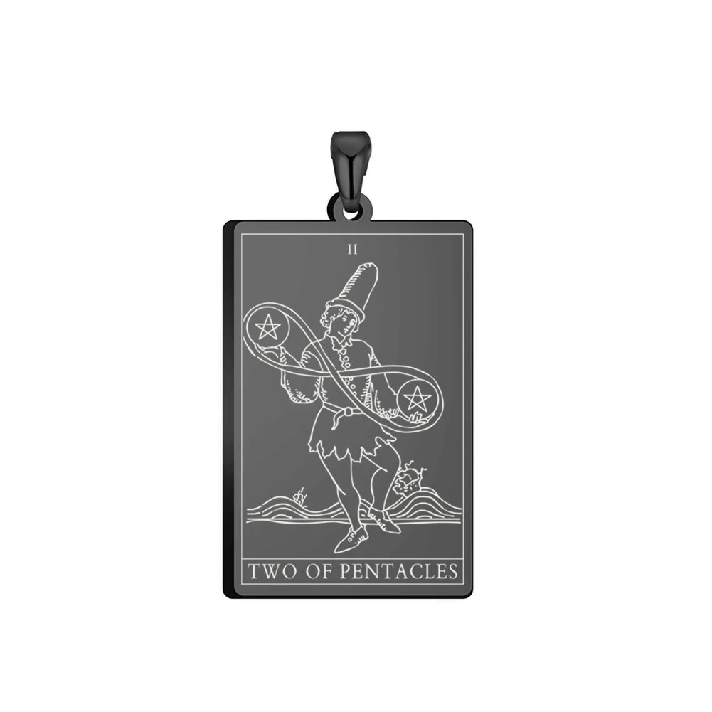 Dawapara Pentacles Tarot Card Pendant for Necklace Stainless Steel Golden Black Jewelry Accessories Charms Pendants