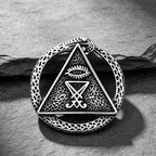 Ouroboros Triangle Eye Pendant Necklace — Amulet, Stainless Steel