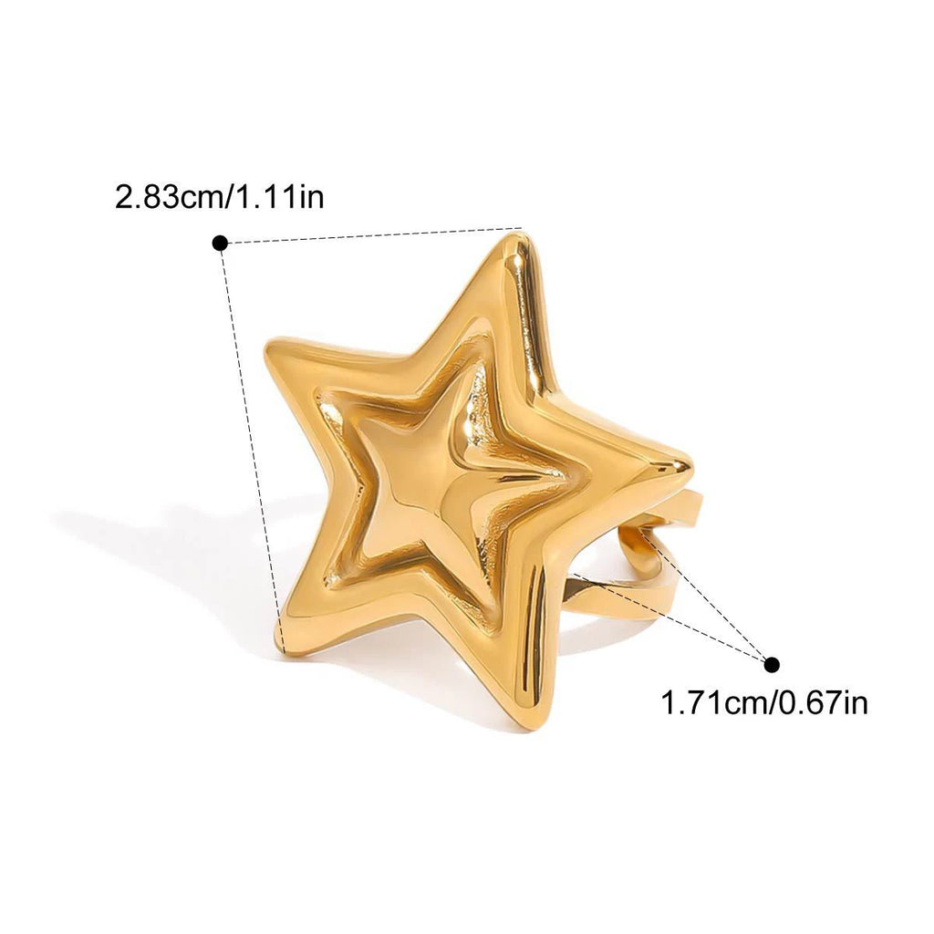 Pentagram Geometric Chain Necklace — Gold-Tone
