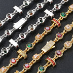 Gold Iced Out Chain Necklace Ruby Emerald 18K