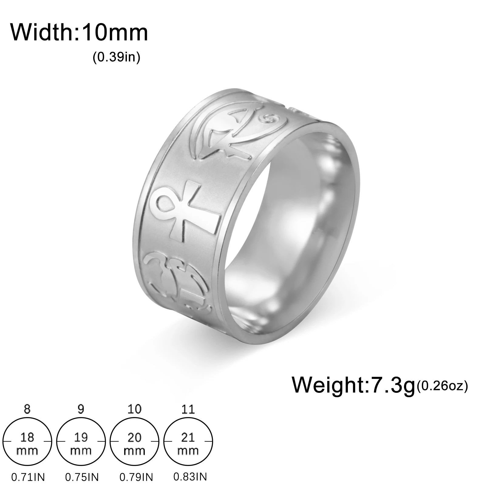 Eye of Horus Ankh Cross Ring — Stainless Steel